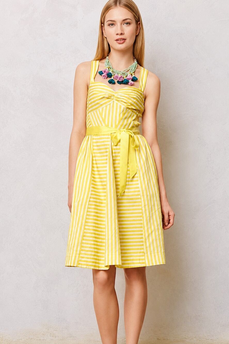 NEW Anthropologie Moulinette Soeurs Dandelion Glow Retro Striped Dress Size 16